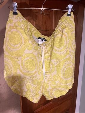 Versace Yellow Baroque Print Swim Trunks